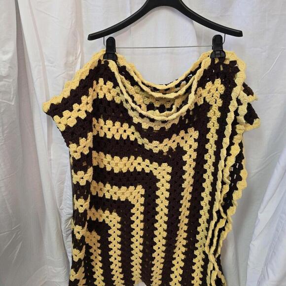 Vtg Crochet Knit Afghan Quilt Blanket Rectangle  Country Cottage Granny 72"x56" - Picture 7 of 14